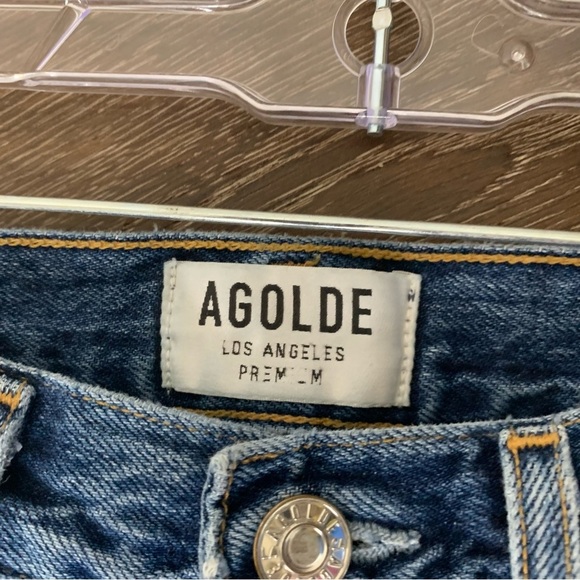 Agolde Womens blue Jamie distressed high rise skinny chewed hem jeans 23 - Picture 6 of 11